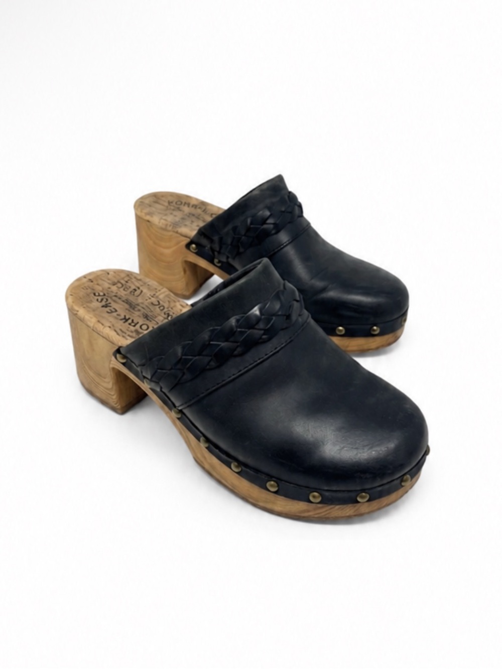 Kork-Ease Black “Tilly” Braided Leather Clogs Size 8 Like New Condition!